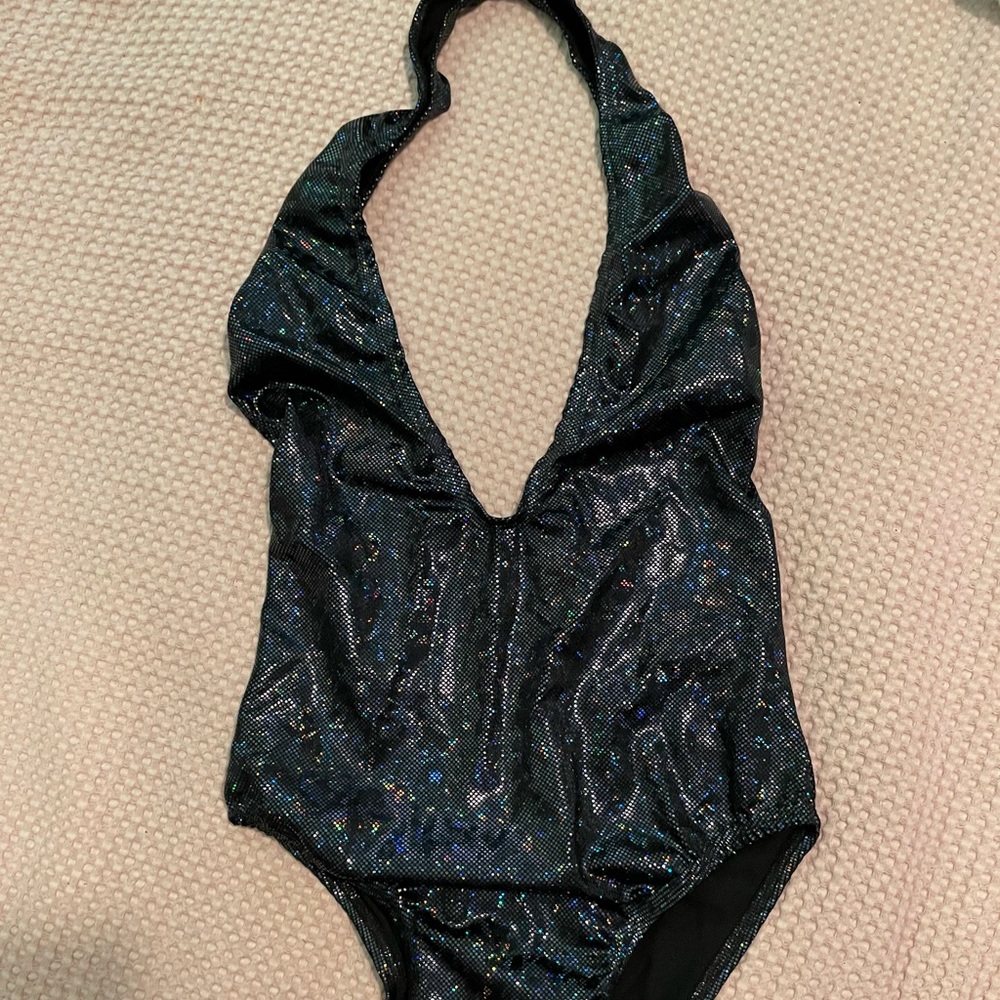 Eat Sleep Rave Black Holographic Bodysuit